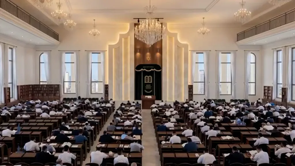 בית המדרש המרכזי בקרית יגל ליבי מלא לומדים (הדמיה)