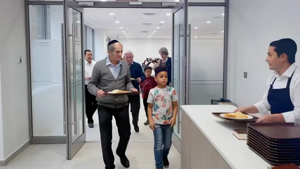 משפחות מקבלות ארוחות במערך החסד של קרית יגל ליבי (הדמיה)